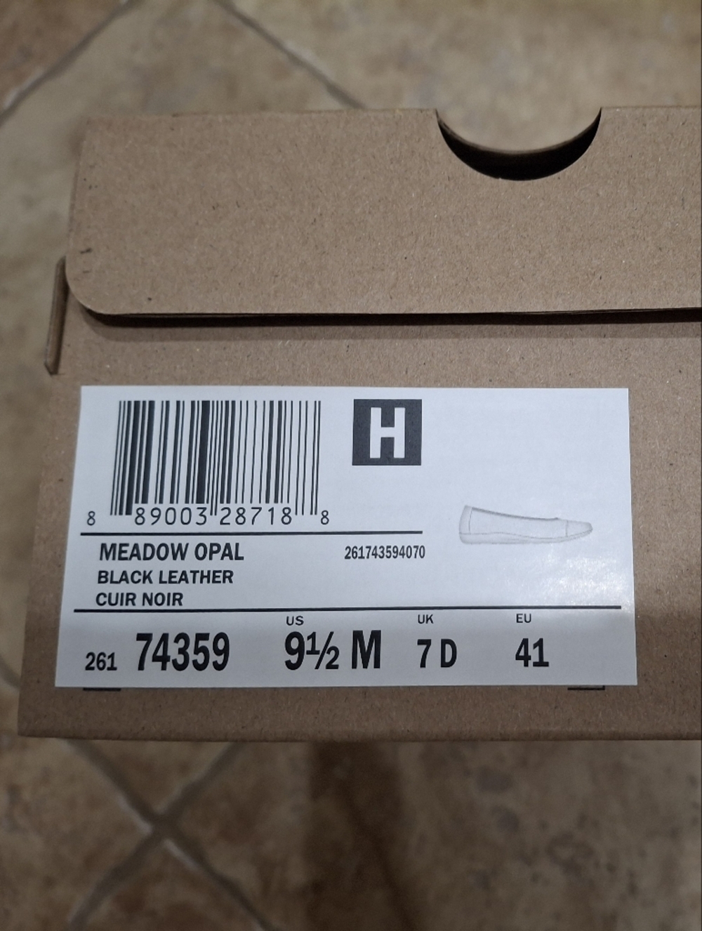 NIB Retail $85 Clarks Black Women's Leather Ballet Flats Style Meadow Opal - Picture 7 of 7